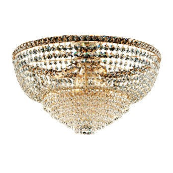 Plafoniera Classica in Ferro e Ottone Dorato con Strass – Oro Lucido – 8 luci
