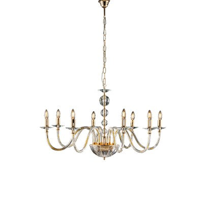 Lampadario Classico in Ferro Dorato e Cristallo – Cristallo / Oro Lucido – 8 luci