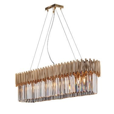 Lampada a Sospensione Classica in Ferro Dorato con Strass – Oro Lucido