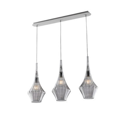 Lampada a Sospensione Moderna con Vetri Pyrex Trasparenti, Ambra o Grigi – Grigio – 3 luci su binario