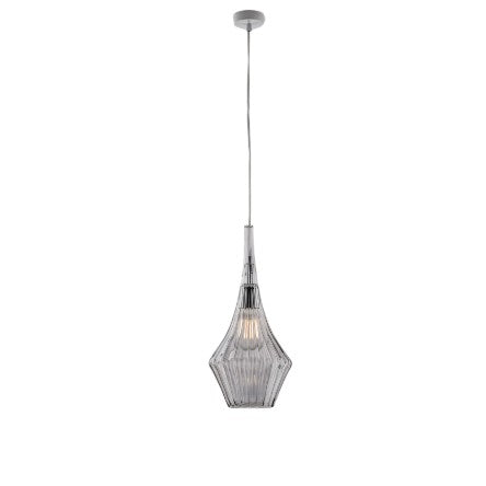Lampada a Sospensione Moderna con Vetri Pyrex Trasparenti, Ambra o Grigi – Grigio – 1 luce