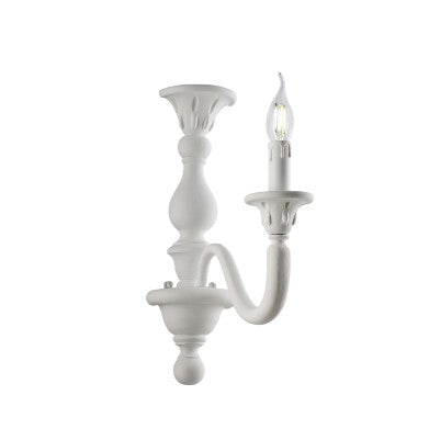 Applique Shabby Chic in Legno Bianco Shabby o Oro Antico – Bianco Shabby – 1 luce