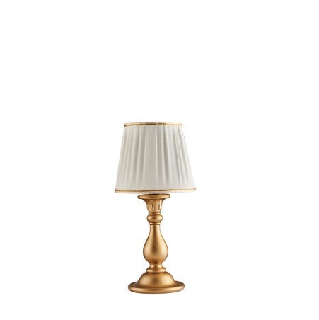 Lampada da Tavolo Shabby Chic in Legno Bianco Shabby o Oro Antico – Oro Antico – Lumetto – 1 luce