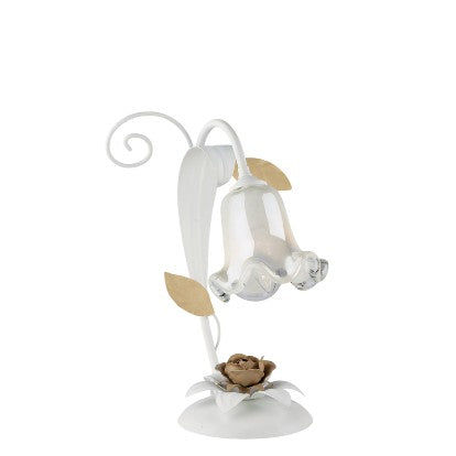 Lampada da Tavolo Shabby Chic in Ferro Bianco Shabby o Avorio Decapé – Bianco / Oro