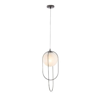Lampada a Sospensione Moderna in Ferro con Sfera in Vetro – Cromo Nero