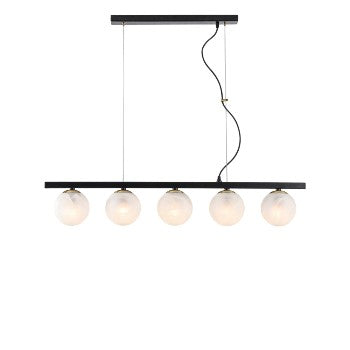 Lampada a Sospensione Moderna in Ferro Bianco e Cromo o Nero e Bronzo – Nero / Bronzato – 5 luci