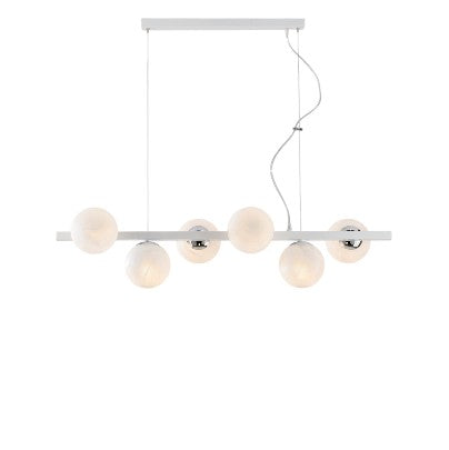 Lampada a Sospensione Moderna in Ferro Bianco e Cromo o Nero e Bronzo – Bianco / Cromo – 6 luci