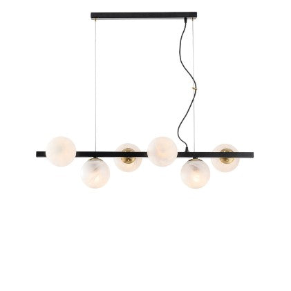 Lampada a Sospensione Moderna in Ferro Bianco e Cromo o Nero e Bronzo – Nero / Bronzato – 6 luci