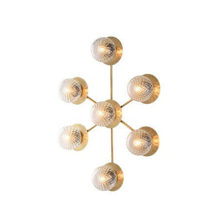 Plafoniera Moderna in Ferro Cromato o Bronzato con Sfere in Vetro – Bronzato – 7 luci – Standard