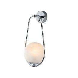 Applique Moderna in Ferro con Sfera in Vetro – Cromo Lucido