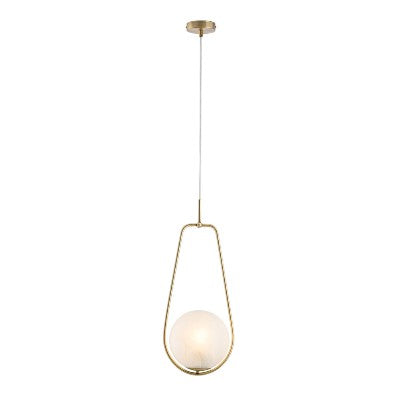 Lampada a Sospensione Moderna in Ferro con Sfera in Vetro – Bronzato