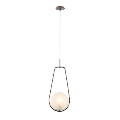 Lampada a Sospensione Moderna in Ferro con Sfera in Vetro – Cromo Nero