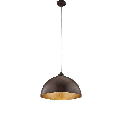 Lampada a Sospensione Industrial in Ferro con Decori Oro, Argento, Rame o Ruggine – Ruggine / Oro – 1 luce – Ø35 cm