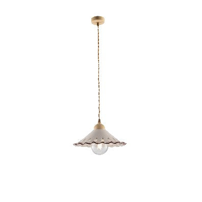 Lampada a Sospensione Vintage in Ferro con Diffusori in Ceramica Traforata – Avorio / Decapè