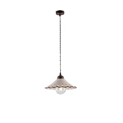 Lampada a Sospensione Vintage in Ferro con Diffusori in Ceramica Traforata – Nero / Ruggine
