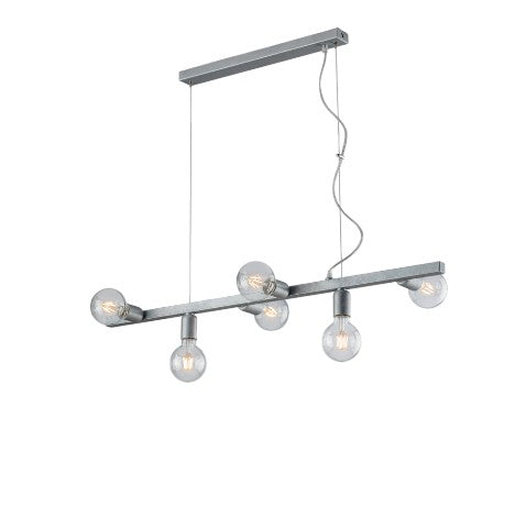 Lampada a Sospensione Classica in Ferro Nero e Oro o Bianco e Argento – Argento – 6 luci
