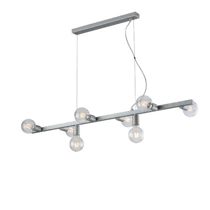 Lampada a Sospensione Classica in Ferro Nero e Oro o Bianco e Argento – Argento – 8 luci