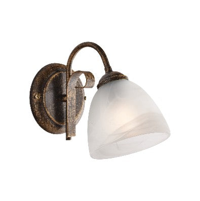 Applique Vintage in Ferro Marrone o Avorio e Oro con Vetri Alabastro – Marrone / Oro