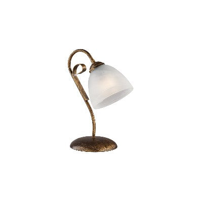 Lampada da Tavolo Vintage in Ferro Marrone o Avorio e Oro con Vetri Alabastro – Marrone / Oro
