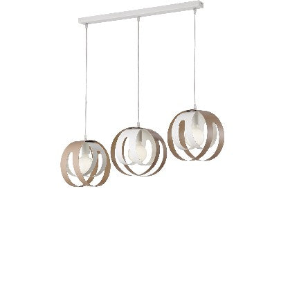 Lampada a Sospensione Moderna in Ferro Traforato Bianco e Tortora o Grigio – Bianco / Tortora – 3 luci su binario