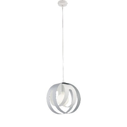 Lampada a Sospensione Moderna in Ferro Traforato Bianco e Tortora o Grigio – Bianco / Grigio – 1 luce