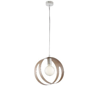 Lampada a Sospensione Moderna in Ferro con Fascia Traforata – Bianco / Tortora – 1 luce