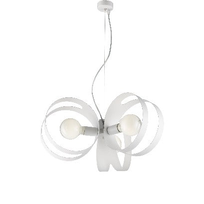 Lampada a Sospensione Moderna in Ferro con Fascia Traforata – Bianco – 3 luci