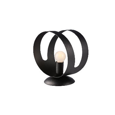 Lampada da Tavolo Moderna in Ferro con Fascia Traforata – Nero