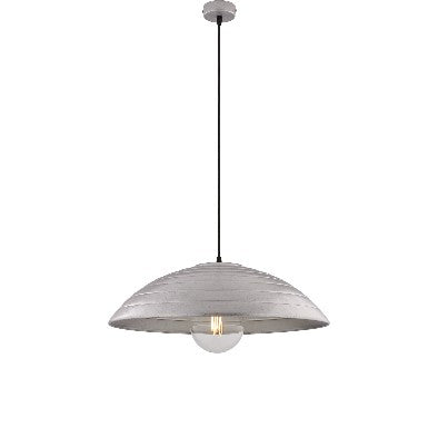 Lampada a Sospensione Industrial in Ferro Nero con Decoro Oro, Argento, Rame o Ruggine – Argento