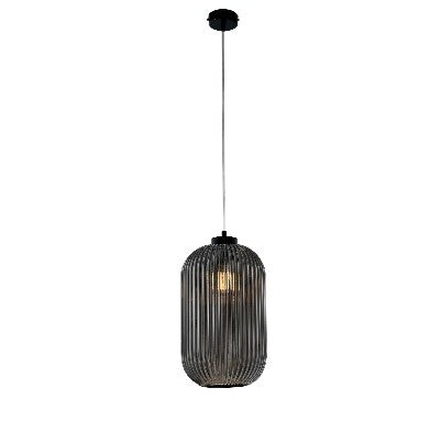 Lampada a Sospensione Moderna con Vetro Soffiato Trasparente, Grigio o Ambra – Grigio Specchiato – 1 luce