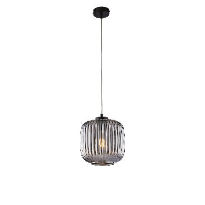 Lampada a Sospensione Moderna con Vetro Soffiato Grigio Specchiato o Ambra – Grigio Specchiato
