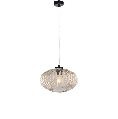 Lampada a Sospensione Moderna con Vetro Soffiato Grigio Specchiato o Ambra – Ambra