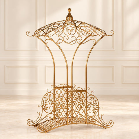 Ponte Espositore Decorativo in Metallo Oro con Tettoia – Goodwill, 266cm