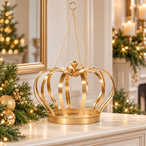 Corona Decorativa da Appendere in Metallo Oro – Goodwill, 100cm