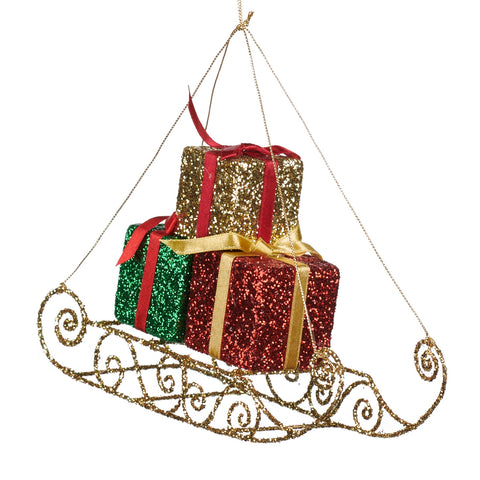 Slitta Dorata con Pacchi Regalo Natalizi da Appendere 20 cm – Goodwill