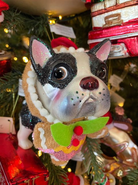 Addobbo Natalizio Bulldog in Costume Pan di Zenzero 13cm – Varianti Maschio e Femmina