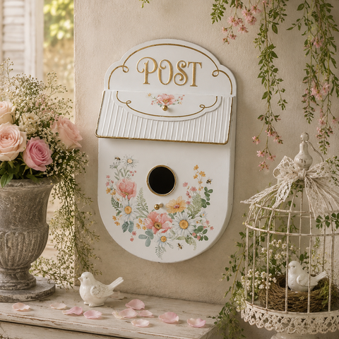 Cassetta Postale Decorativa a Casetta per Uccelli - 27x11x41 cm