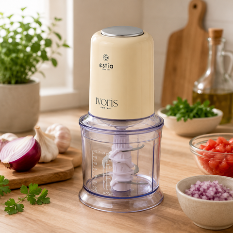 Tritatutto Elettrico Multicutter Ivoris Crema 0,7L 400W – Estia Home, 13x13x28cm
