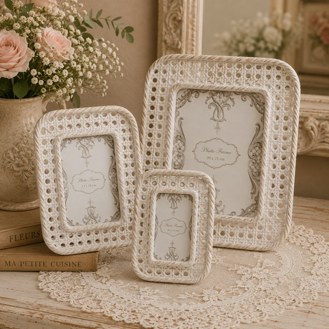 Portafoto Shabby Chic "Net" Natural Effetto Intreccio - 10x15cm, 13x18cm, 20x25cm