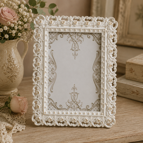 Portafoto “Dot Rose” Bianco in Resina – 10x15, 13x18 o 20x25 cm