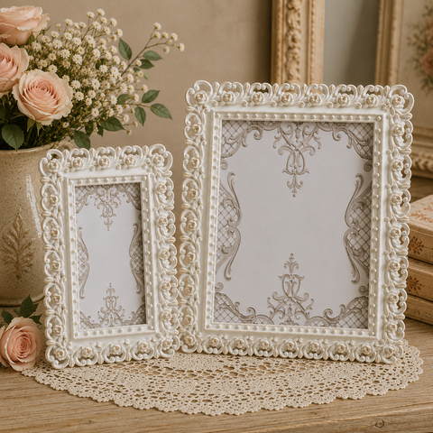 Portafoto “Dot Rose” Bianco in Resina – 10x15, 13x18 o 20x25 cm