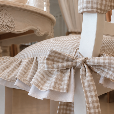 Set Coprisedia con Fiocco e Volant "Country Chic" in Cotone