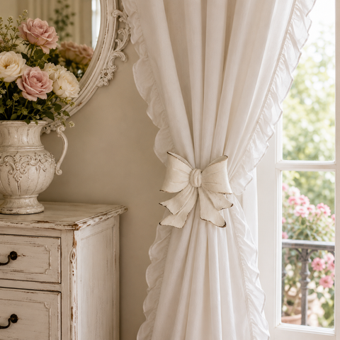 Fermatenda Shabby Chic a Forma di Fiocco "Bow" - 12,5x9,5x12,5cm