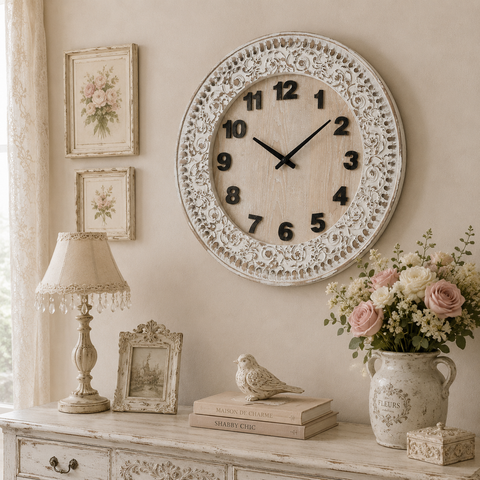 Orologio da Parete in Legno Intagliato - L'Arte di Nacchi, Ø 60 cm