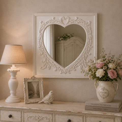 Specchio Cuore con Cornice in MDF – 60x60cm