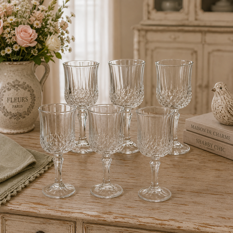 Set 6 Calici "Optic" in Vetro Intagliato - 280ml, 8x8x17 cm