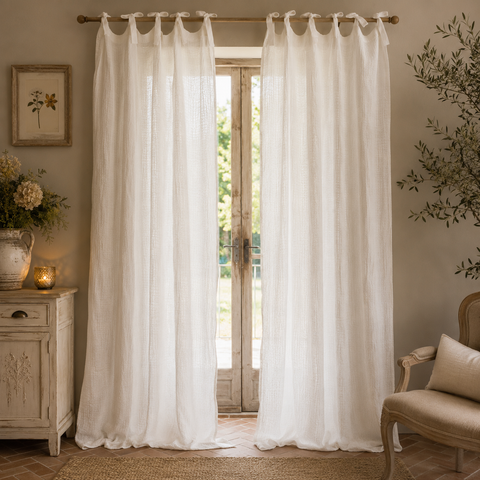 Coppia Tende "Simplicity" in Cotone Garzato Goffrato - 140x290cm
