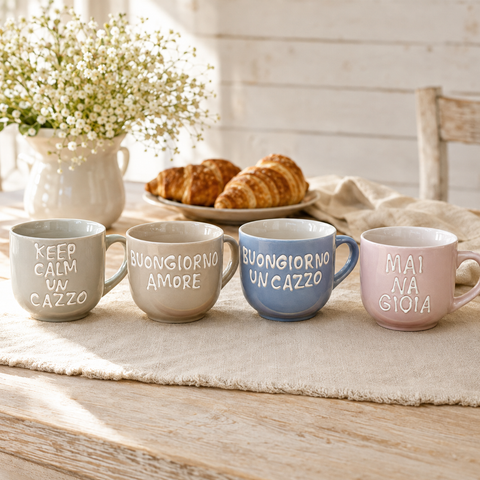 Tazza in Ceramica Colazione Mug con Scritta Divertente - 550ml, Diametro 11,5 x H9 cm