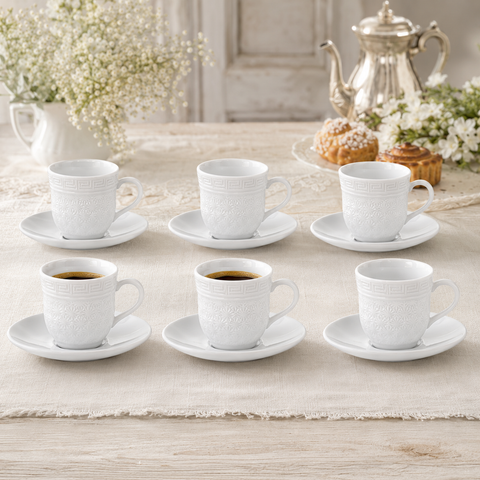 Servizio da Caffe in Porcellana Classico - Per 6 Persone