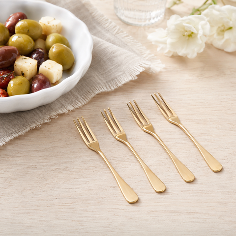 Set 4 Forchettine da Aperitivo in Acciaio Inox Oro Rosa